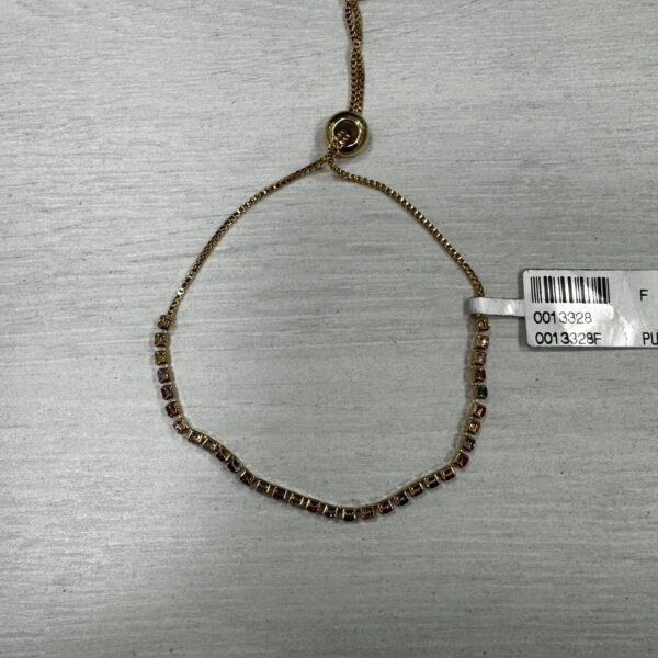 Pulseira Gravatinha Com Zircônias Coloridas - Banhado A Ouro